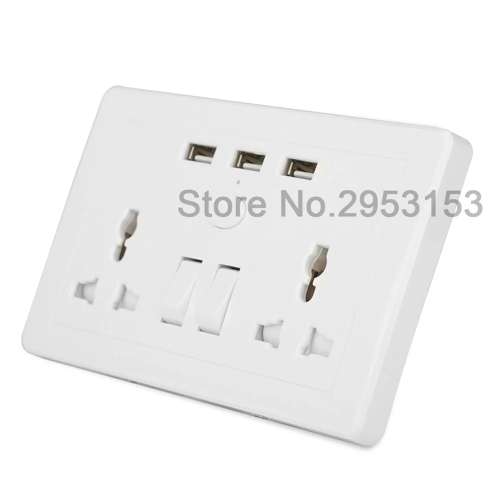 Универсальная стандартная розетка с 3 USB-портами многофункциональная для
