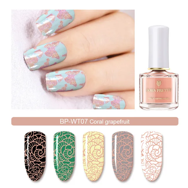 Coral grapefruit 6 мл BORN PRETTY Macaron Серия 6 мл стемпинг ногтей покрытие синий красный розовый изображение печать лак Маникюр Искусство штамп лак - Цвет: Coral grapefruit
