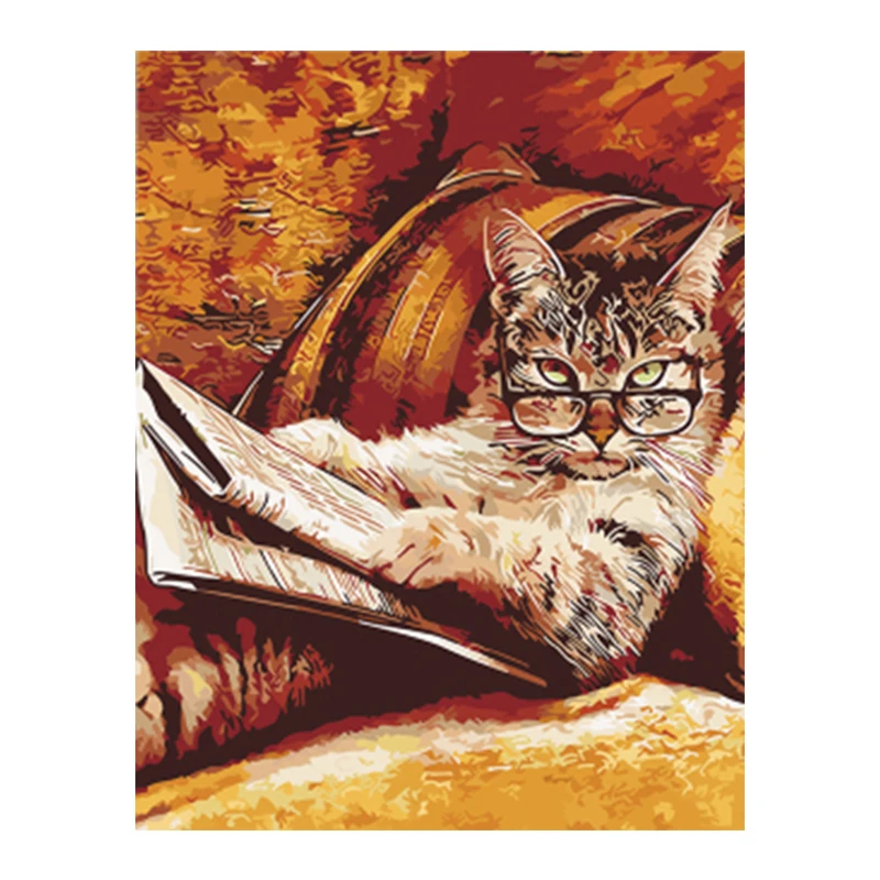 

Алмазная 5D живопись «сделай сам», картина с котом для чтения животных, полная Алмазная вышивка, мозаика стразы, домашний декор, подарок ручн...