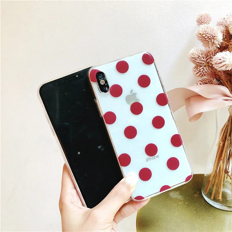 Boucho Прозрачная крышка для iphone 6 6s 7 8 Plus телефон чехлы X милые волновой точки Pattern