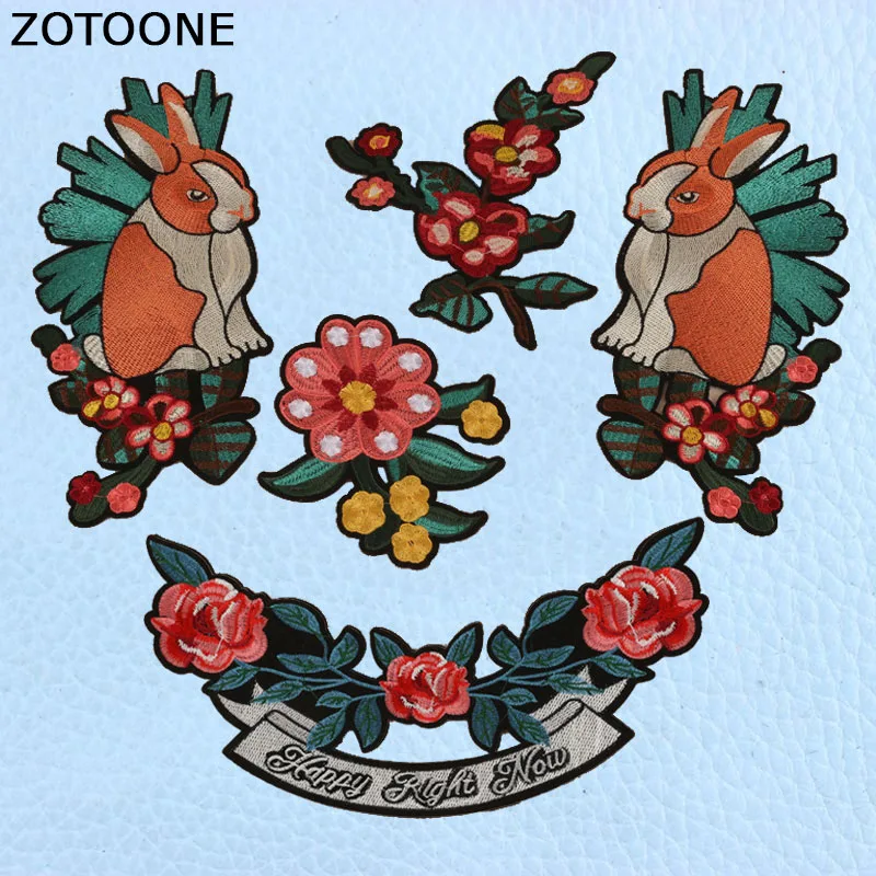 ZOTOONE Новая мода вышивка большой кролик цветок патчи одежды DIY ремесло дизайн