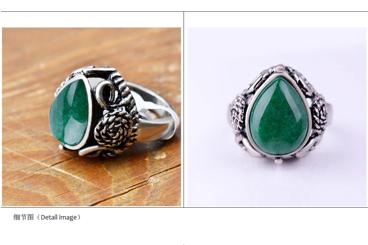 Женская модель античный цветок серебряная тарелка в форме капли воды зеленый