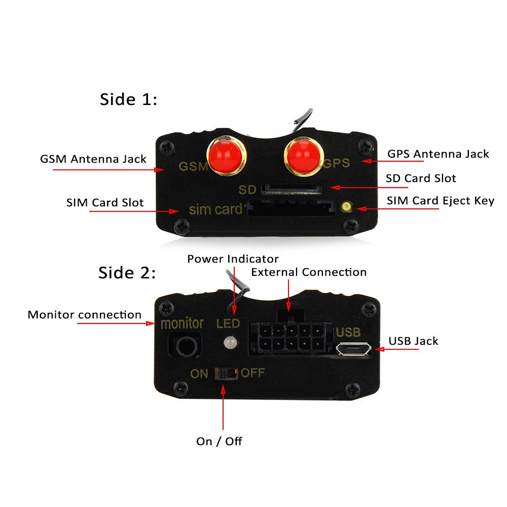Podofo TK103B Автомобильный gps трекер GSM GPRS автомобиль в режиме реального времени