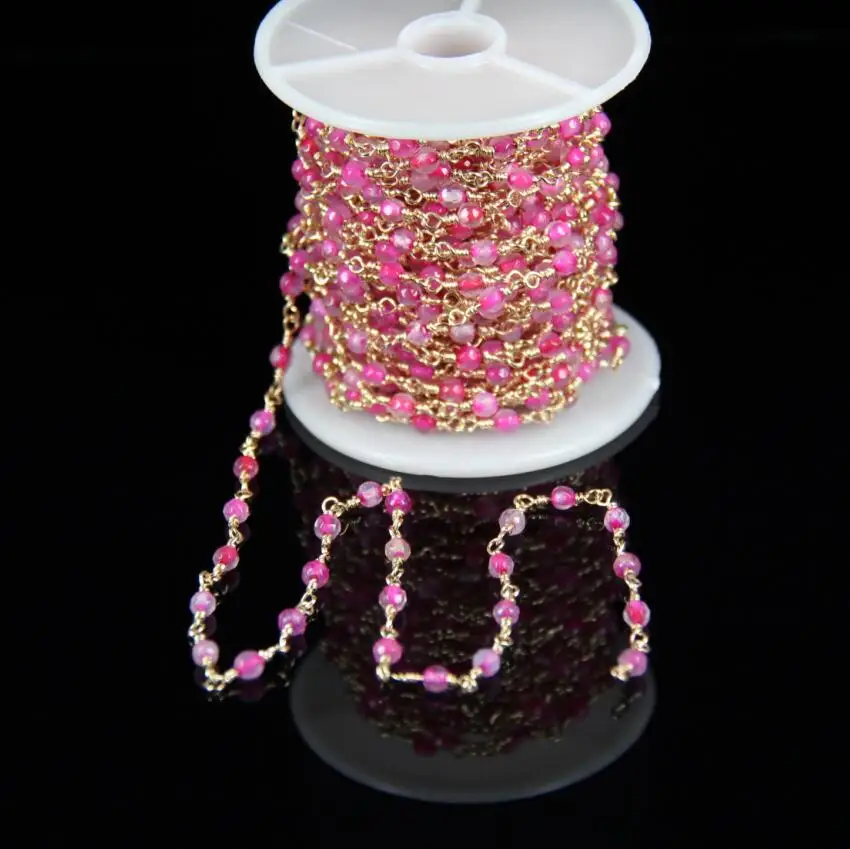 Новый стиль! 4 мм проволока обернутая бисером цепи позолоченный браслет в виде