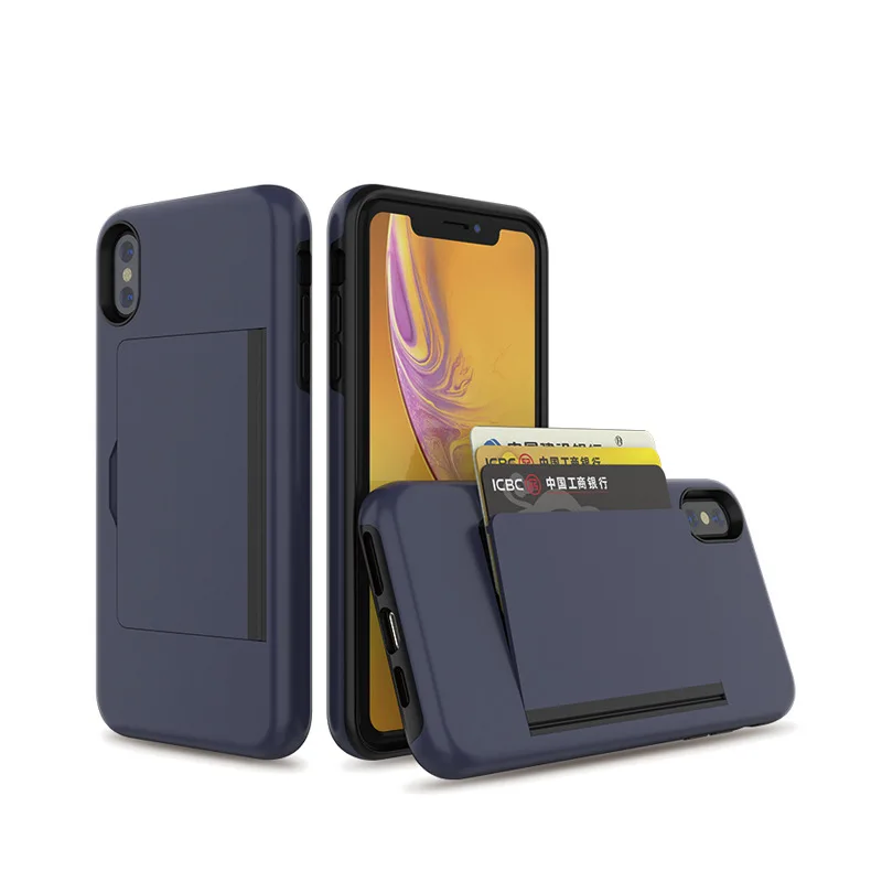 Navy Blue Деловой чехол ярких цветов для iPhone X, XS, 7, 8 Plus, XS MAX, 6, чехол с откидной крышкой и отделениями для карт, чехол для iPhone XR, 7, 7+, 6, 6 S, X 10, Fundas - Цвет: Navy Blue