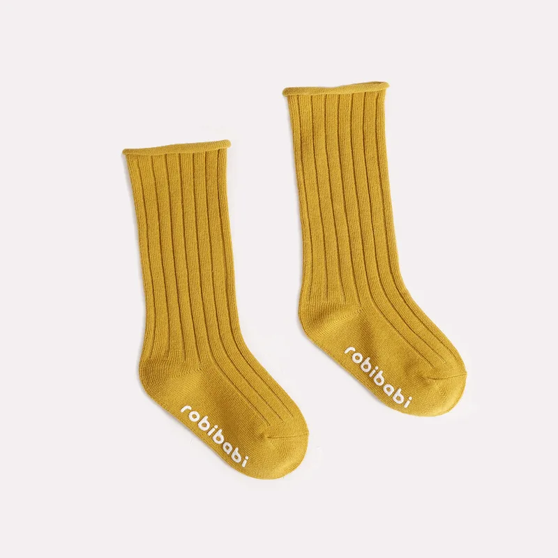 yellow Носки для новорожденных Мягкие хлопковые носки для маленького мальчика/девочки, детские Нескользящие носки-тапочки, теплые носки осень-зима - Цвет: yellow