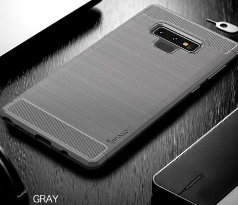 Gray Чехол IPAKY из ТПУ для samsung Galaxy Note 8 Note 9, матовый чехол, карбоновый силиконовый чехол для samsung S7 S8 S9 Plus, чехол S7 edge - Цвет: Gray