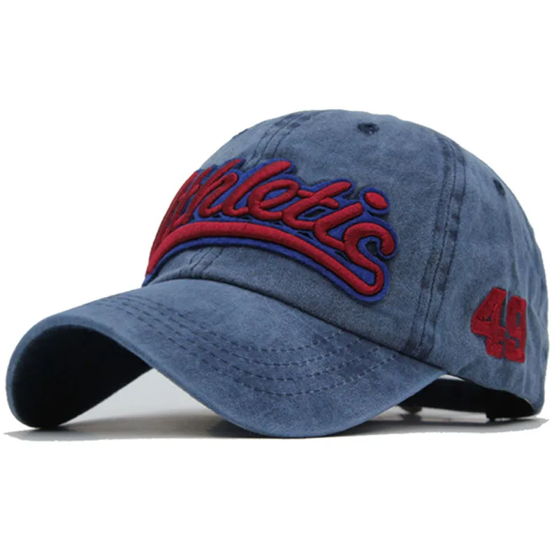 6 цветов промытая Хлопковая мужская бейсболка Snapback шапки для женщин бейсбольная Кепка с вышивкой буквенная Кепка с металлической буквой мужская шапка - Цвет: NAVY BLUE