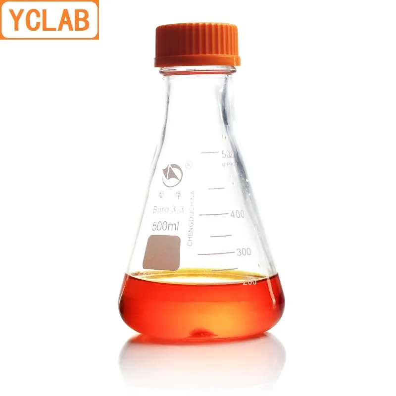 Фляжка Erlenmeyer YCLAB 500 мл винтовая горловина с крышкой борезикатное стекло 3 дюйма