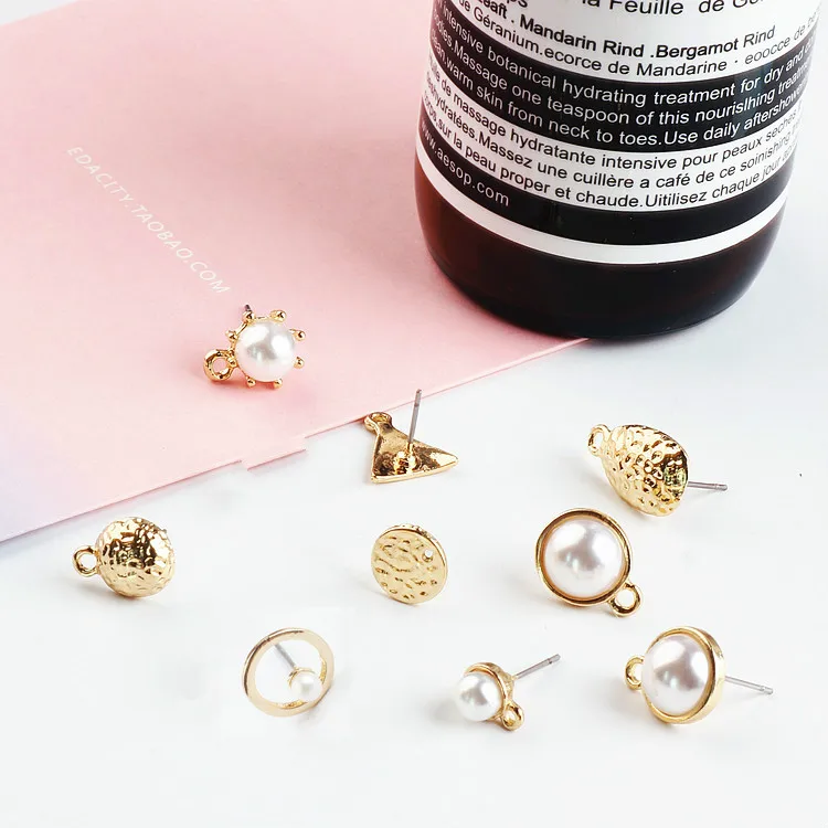 

DIY alloy jewelry accessories simple pearl triangle hanging clover anti allergy earrings earrings materials