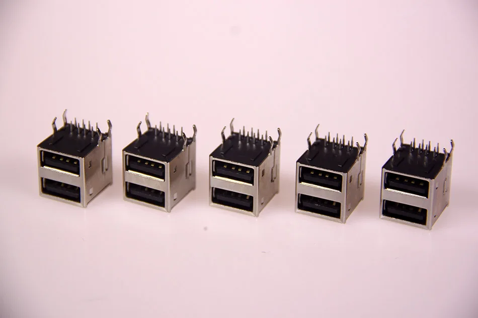 10 шт. двойной USB AF 90 градусов PCB Mount a-тип Женский прямоугольный двойной USB разъем для передачи данных зарядный порт USB адаптер