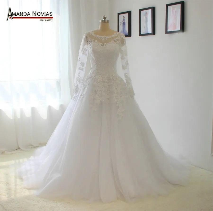 Аманда новиас новейшие кружевные аппликации просвечивающие Свадебные платья с