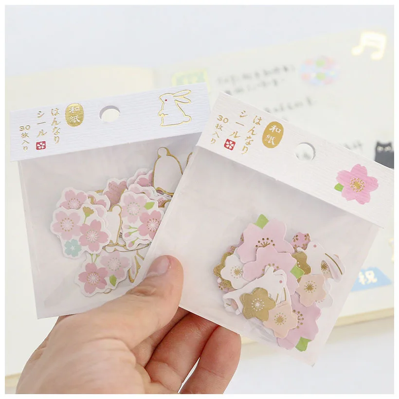 30 шт./упак. наклейки с пандой кошкой Сакурой птицей кроликом и краном