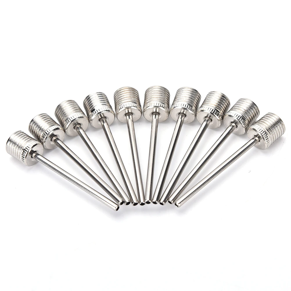

10pcs/lot Sports Ball Basketball Football Stainless Inflation Air Pump Needle Adapter Silver
