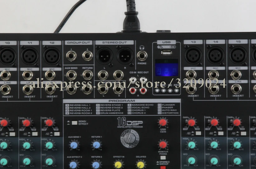 24 канала микшерный пульт с USB MP3 реверберации 16 DSP эффект реверберации микшер для сцены большой реверберации микрофонный микшер Системы