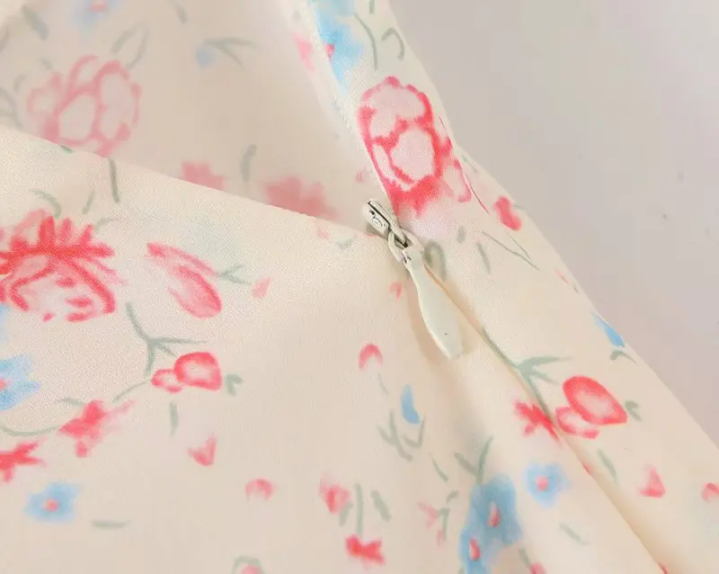 Patchwork Floral Print Holiday Boho Skirt Women Layered Ruffle Asymmetric Cake Skirt Elegant Lady High Waist Summer Skirt