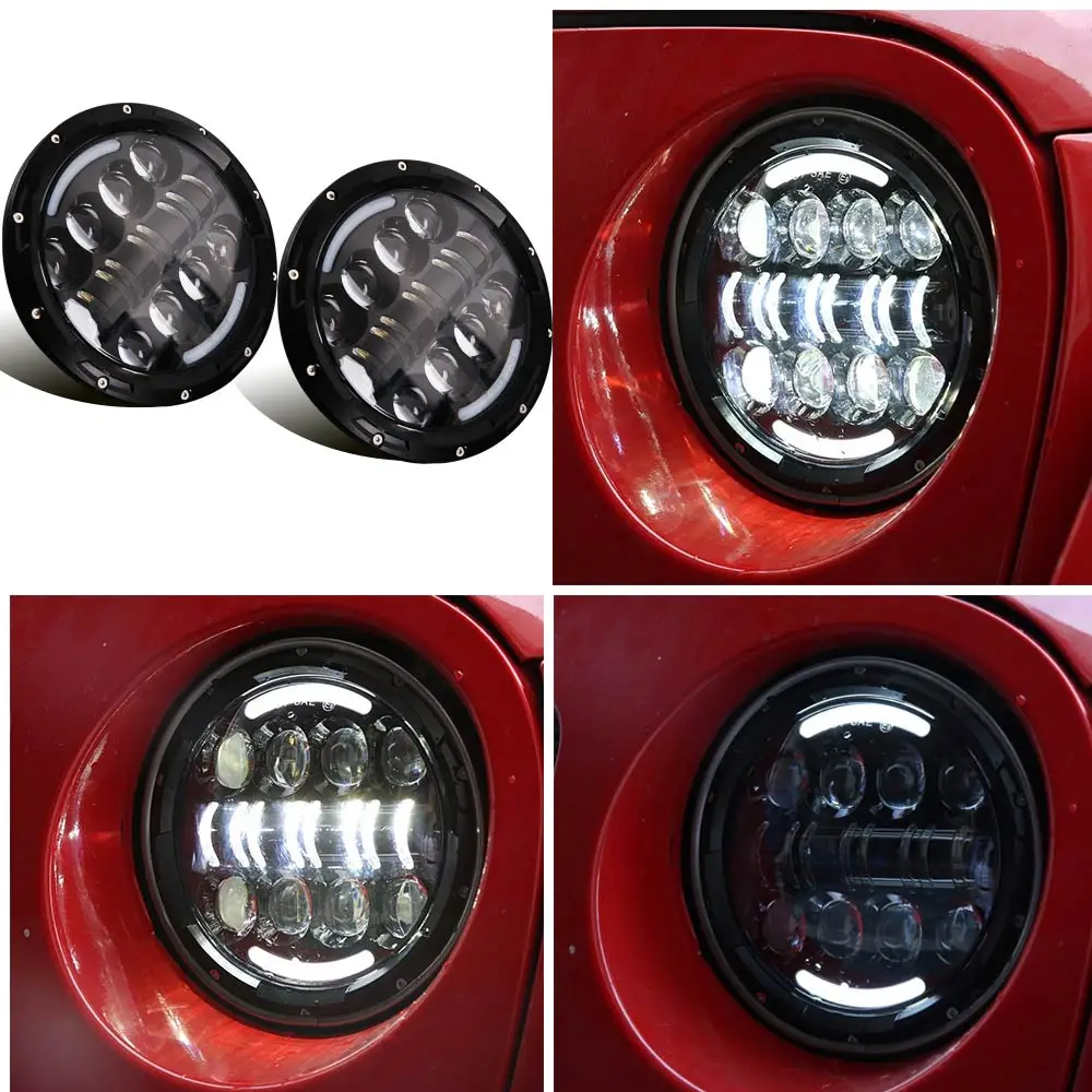 2 шт. 7 дюймов светодиодный налобный фонарь с Halo Ring Amber поворотник для lada Niva 4x4 suzuki samurai " DRL Halo Фары для ваз 2101