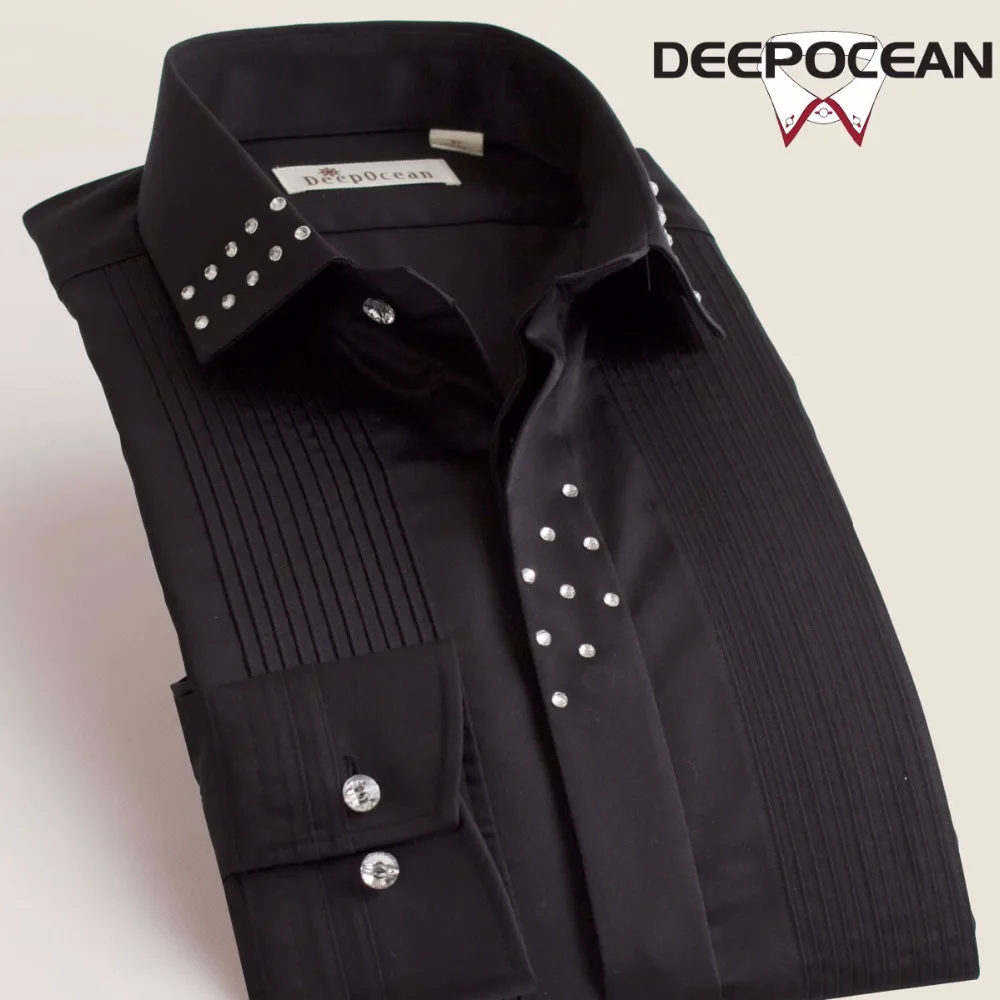 Deepocean мужские однотонные рубашки винтажные Модные топы Длинные облегающие Новые