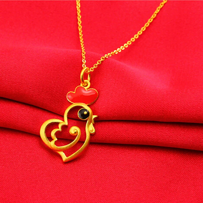 

New 999 24K Yellow Gold Roast Color Craft Zodiac Chicken Pendant 3.64g