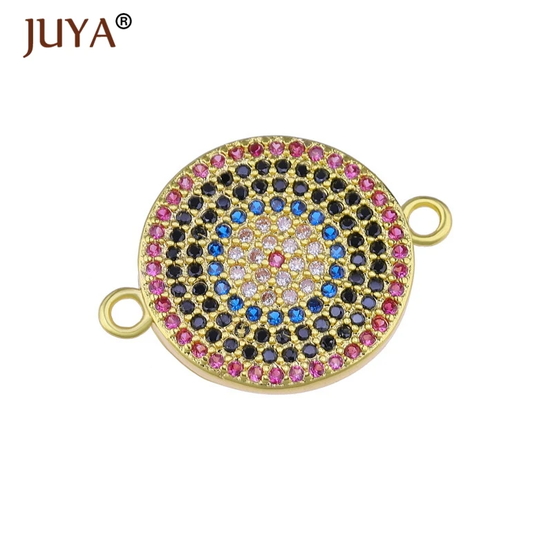 Jewelry Making Supplies Multi-color AAA Cubic Zirconia Rhinestone Round Evil Eye Charm Pendants Connectors For | Украшения и