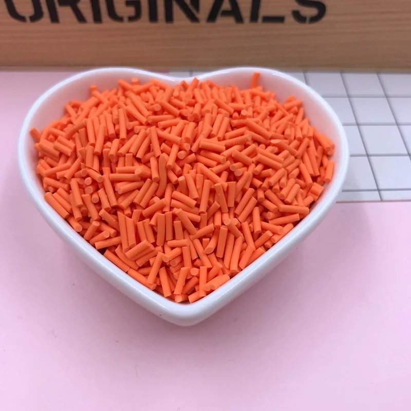 long orange Октября посыпать! 100 г/лот, самый популярный товар, большой размер, цветная глина для рукоделия, украшения для телефона, DIY(около 5-6 мм - Цвет: long orange