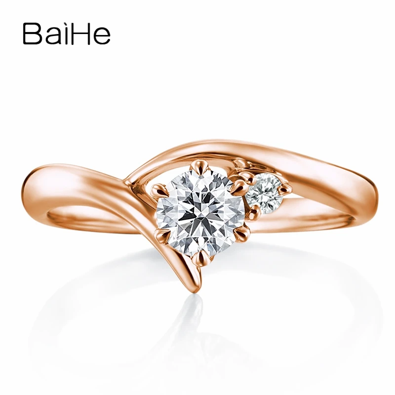 BAIHE Solid 10 K белое золото(AU417) Сертифицированный 0.25ct круглый разрезанный Муассанит помолвка Модный свадебный женский подарок ювелирные украшения кольцо