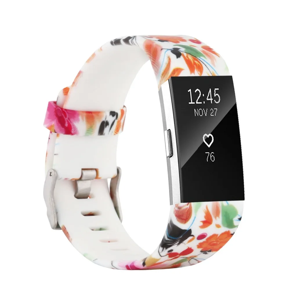 (C2HS) комплект из 4 часов для Fitbit Charge 2 ремешки мягкий Регулируемый сменный