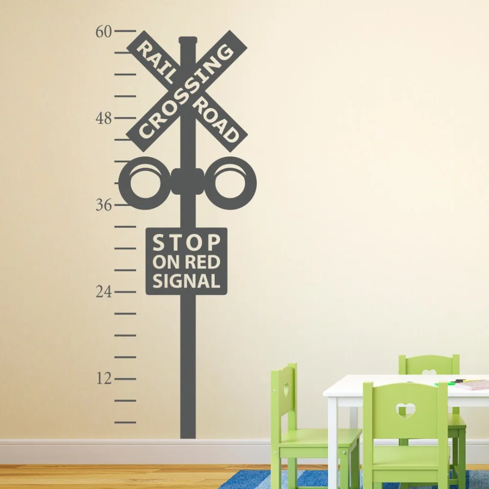 Railroad Crossing Sign Childrens Wall Art Nursery Decor Stickers Train Theme Kindergarten Kids Child T170410 | Дом и сад