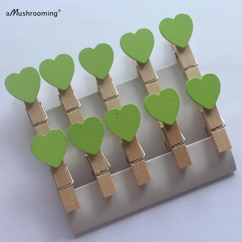 Деревянные прищепки в форме сердца мини набор из 10 штук для упаковки бумажных