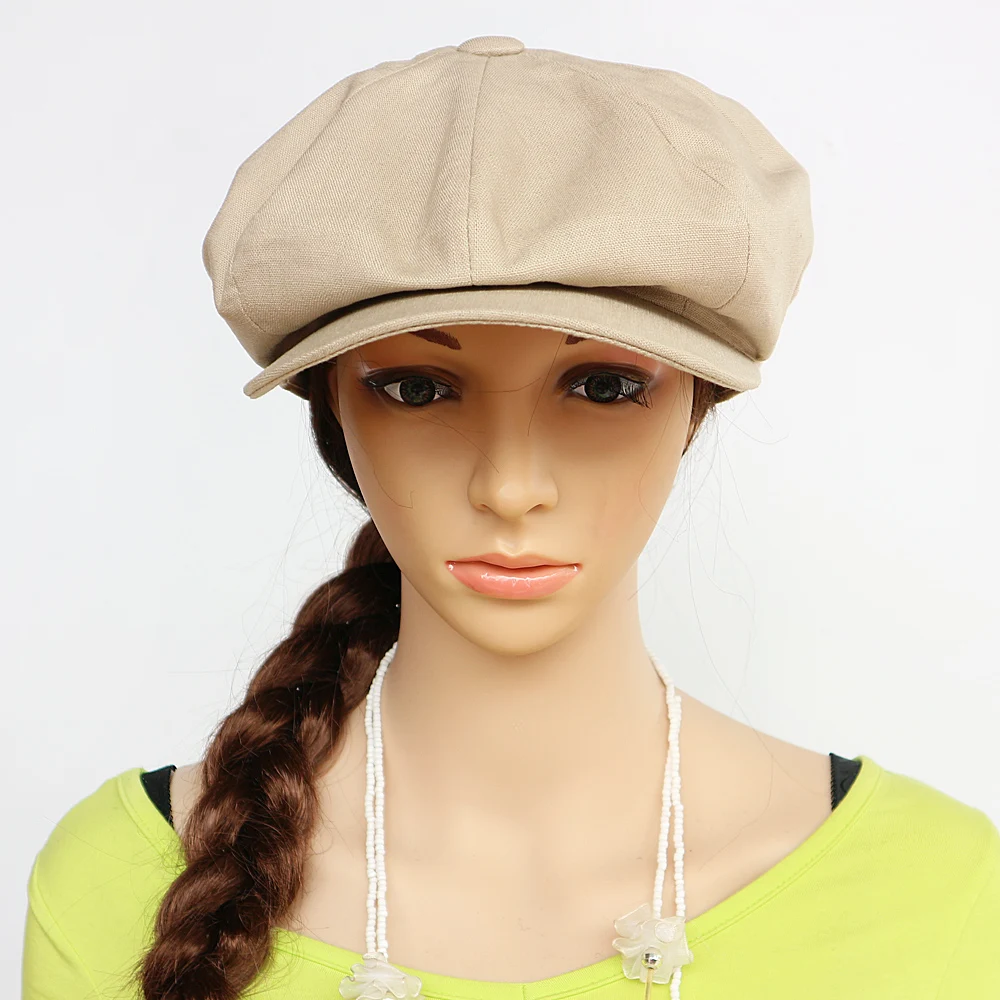 BooLawDee летняя дышащая льняная Кепка восьмиугольная со съемным профилем с
