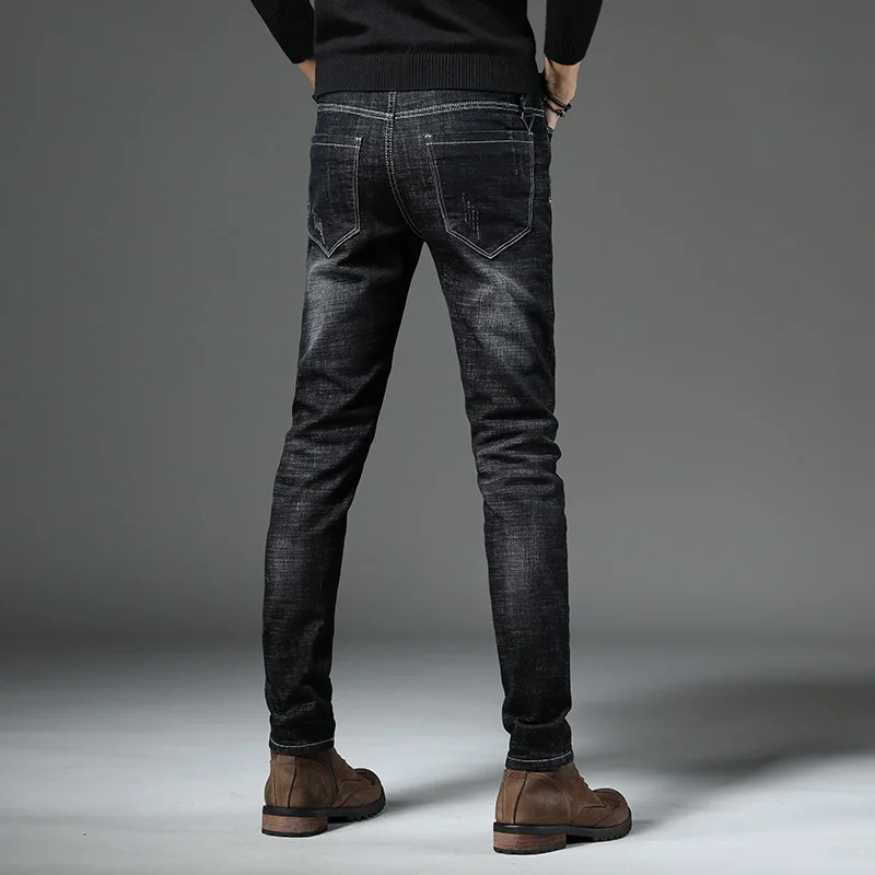Брендовые 2019 новые мужские узкие эластичные джинсы модные деловые классические