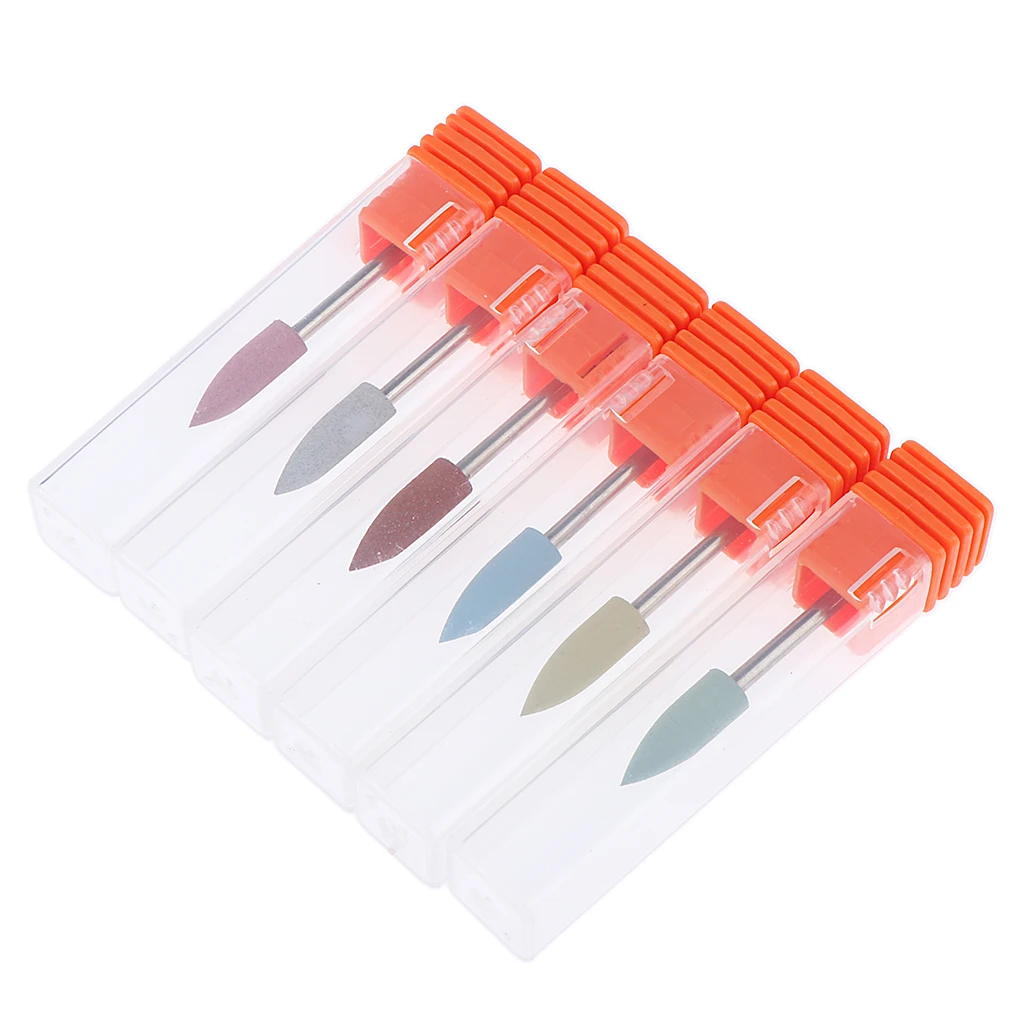 

6x Cuticle Clean Nail Drill Bit File Polishing Head Electric Drill Bit Set