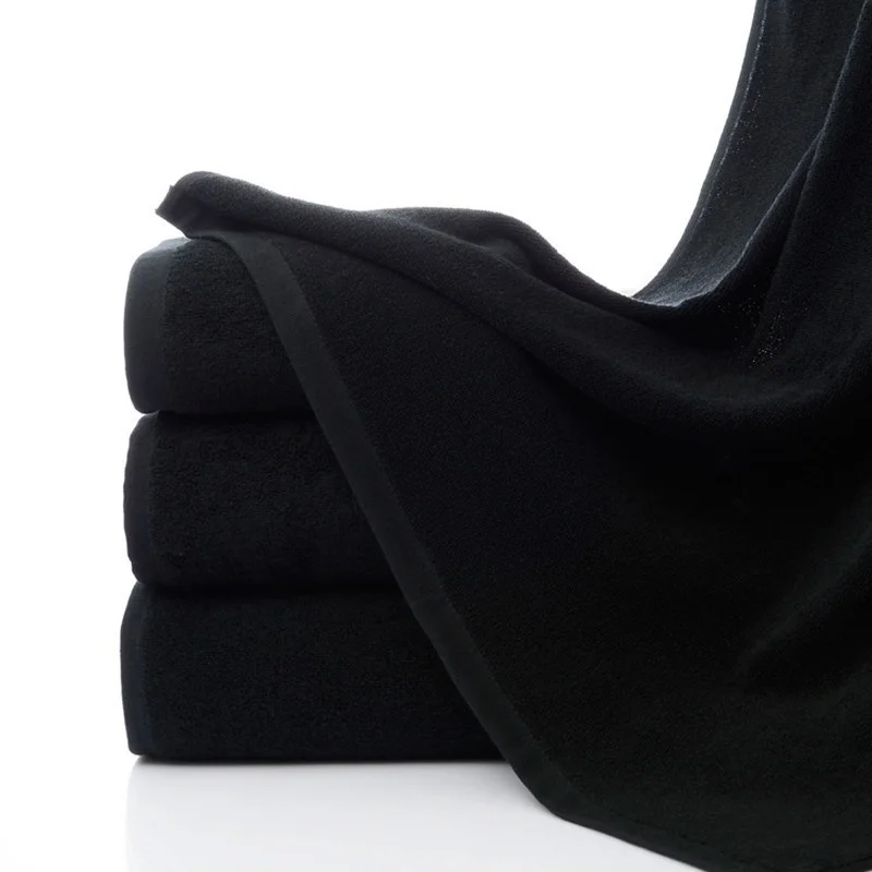 LFH Black Bath Towel 70X140CM Oversized Large Serviette De Bain Absorbent 100% Pure Cotton Multipurpose Use for Yoga | Дом и сад