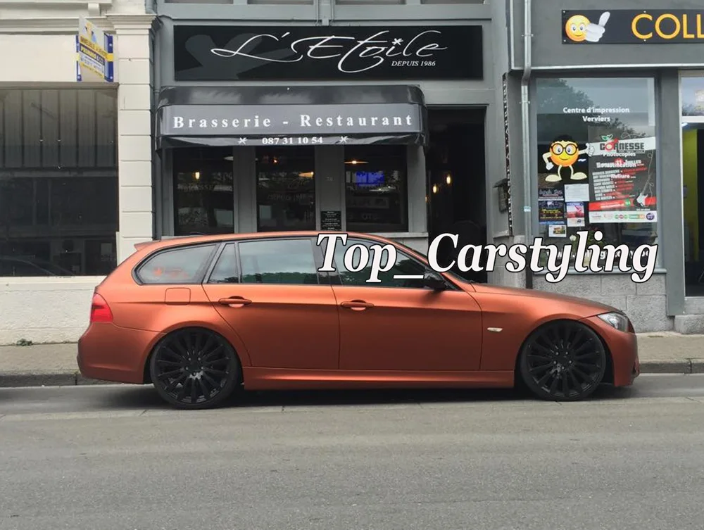 Коричневая атласная матовая хромированная виниловая пленка для автомобиля