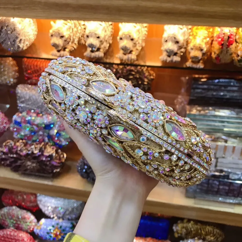 Новая модная роскошная женская вечерняя сумка клатч с золотыми бриллиантами и