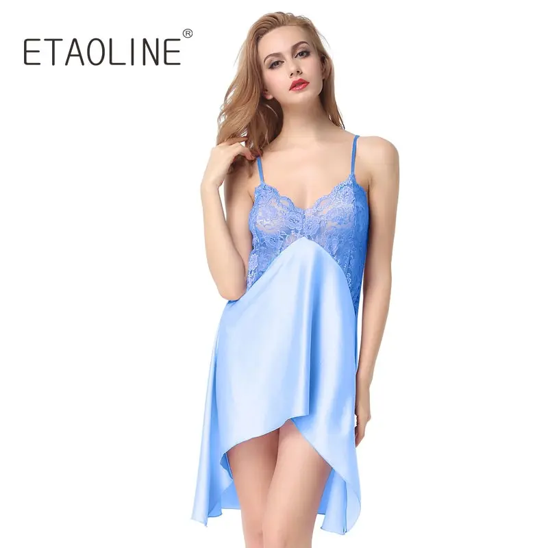 ETAOLINE Новинка 2018 года летнее Ночное платье дамы женственная шелковая ночная