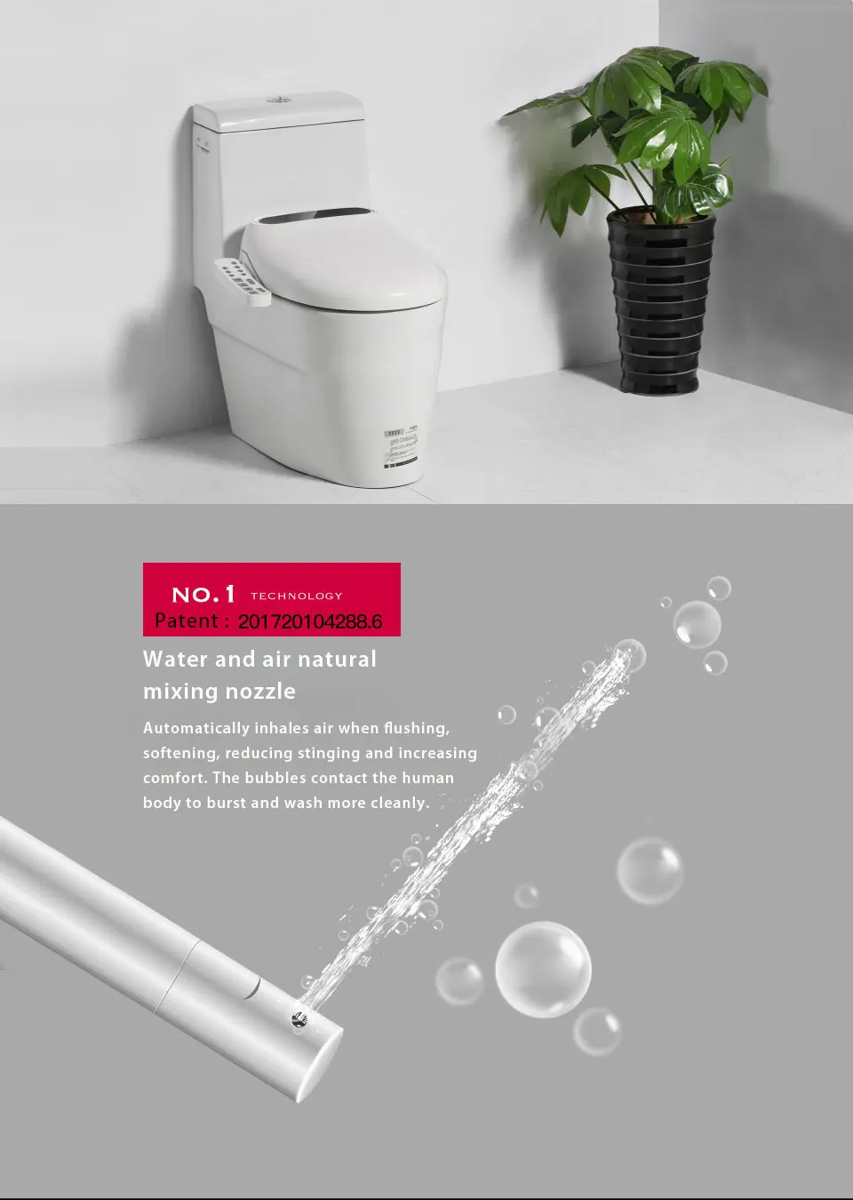 Ecofresh Smart toilet seat Elongate Electric Bidet cover heat led light wash dry massage man woman child oldman