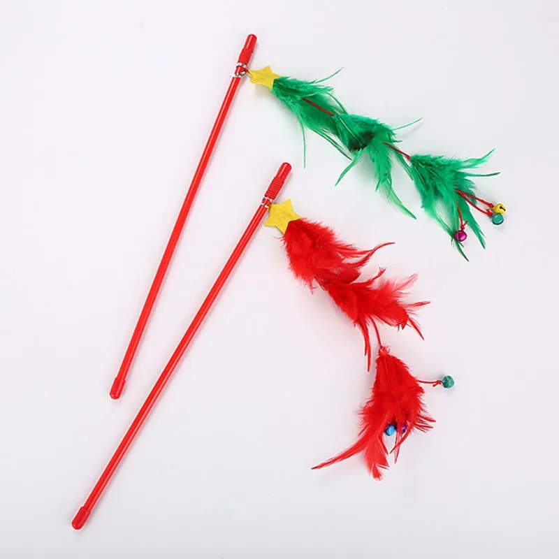 Pet интерактивные палочка дразнить кошек игрушки перо головок котята
