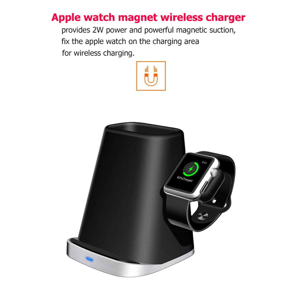 3 в 1 Магнитная док станция для зарядки Apple Watch Qi Быстрая зарядка держатель