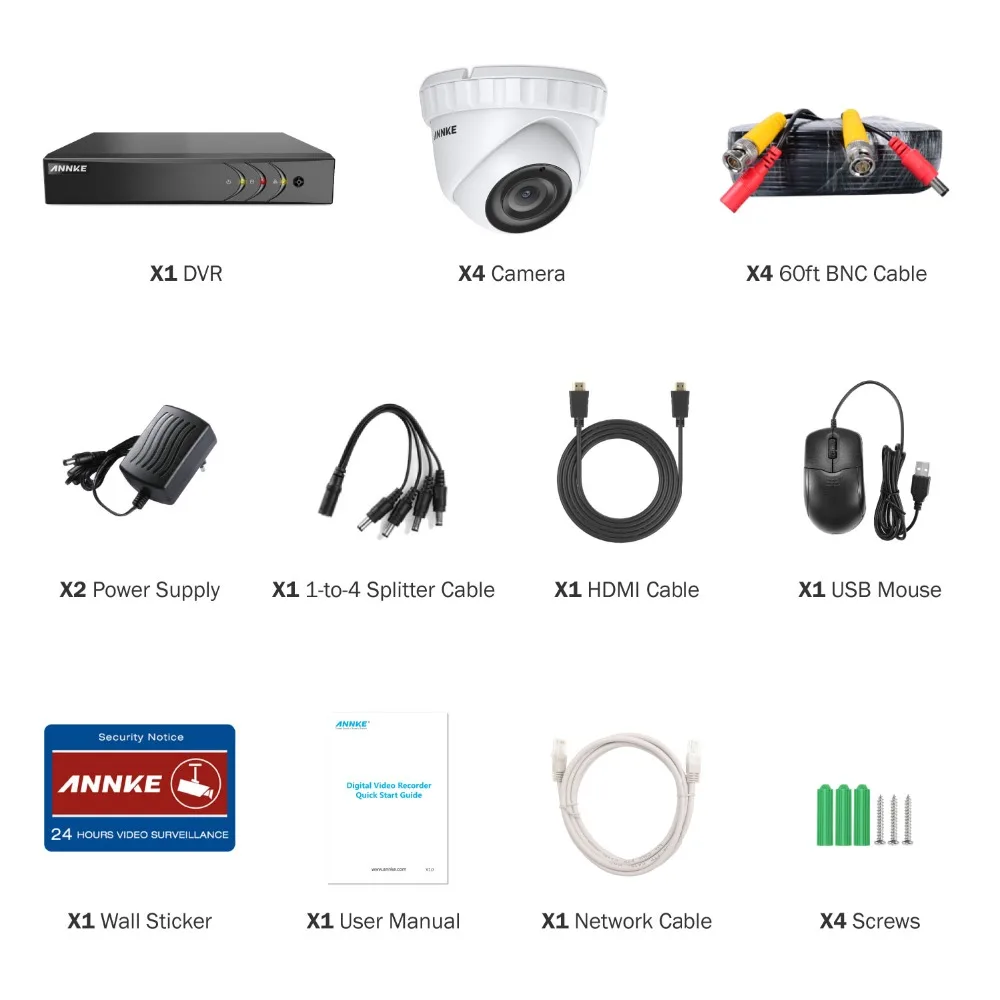 ANNKE 8CH HD 3MP система видеонаблюдения 5в1 DVR 4 шт. TVI Купольная Камера уличная непогоды