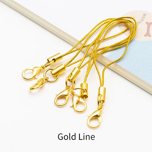 Gold Line 100 шт. веревка для мобильного телефона застежка-карабин Золотой шнурок Diy аксессуары ручной работы соединитель застежка-крючок изготовление - Цвет: Gold Line