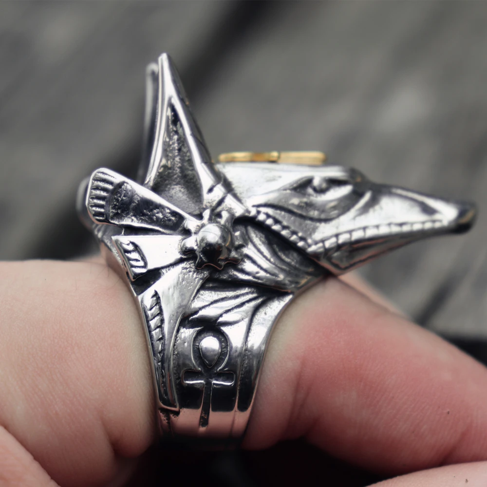 Античное египетское Anubis Ankh Cross Кольцо амулет мужские панк Рок байкерские кольца
