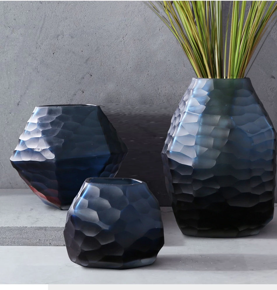Europe diamond glass vase High-quality Hydroponics dried flowers arrangement Tabletop large vase living room home decoration