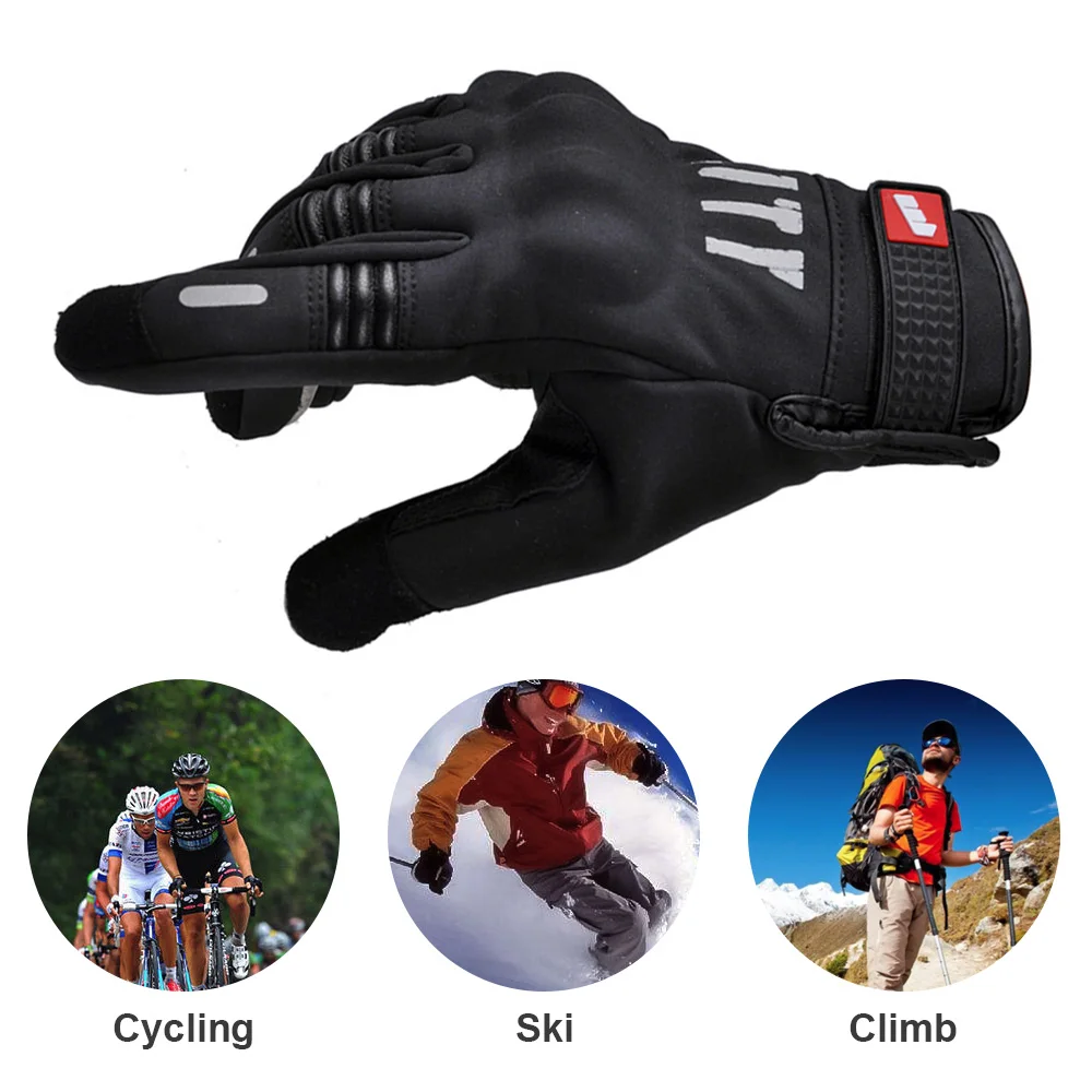 

Unisex Motorcycle Gloves Full Finger Sport Windstopper Ski Gloves Warm Riding Cycling Black Motorcycle Gloves