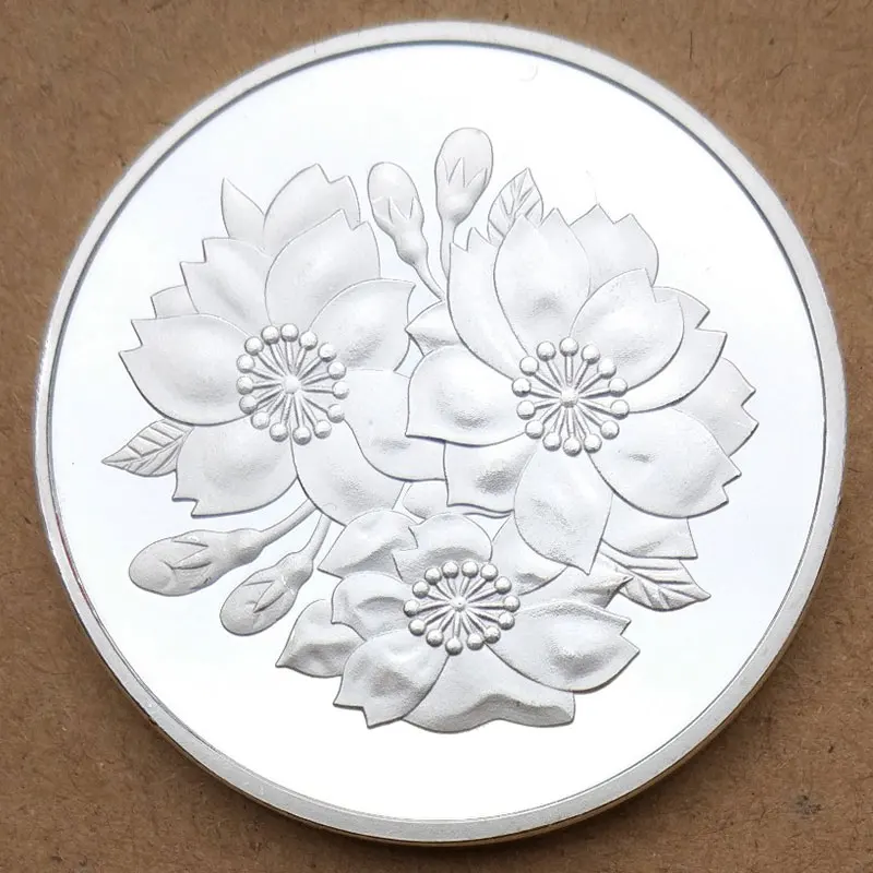 Японская монета с вишневым цветком памятные японские серебряные монеты стальные