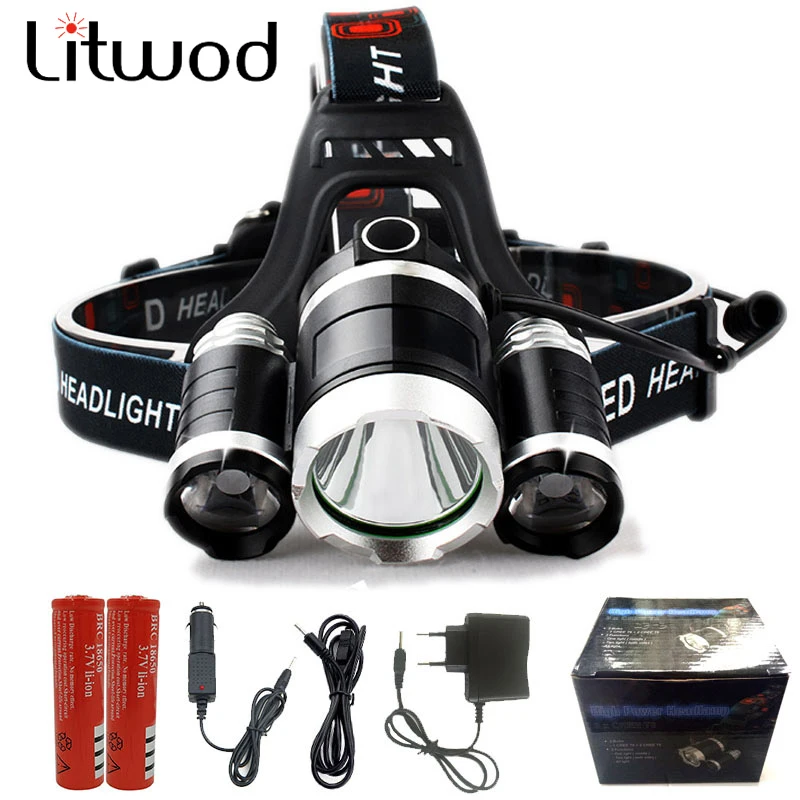 Litwod Z20 13000лм светодиодный 3 * T6 налобный фонарь велосипедный Головной освещение