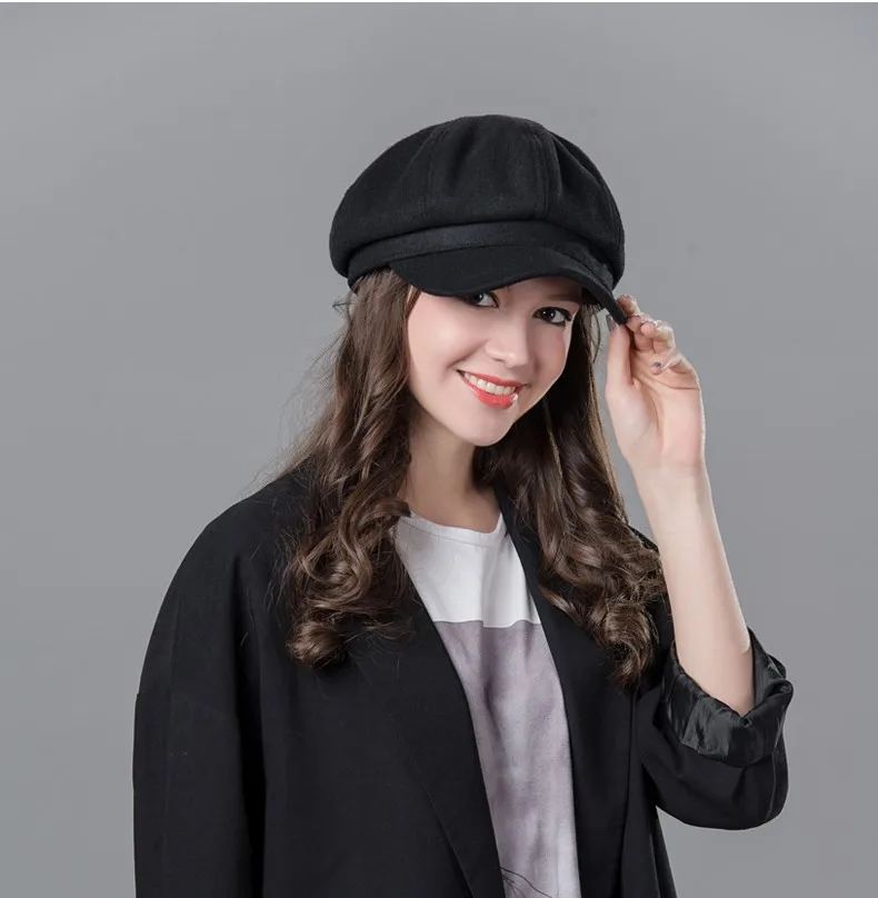 Винтажная модная шерстяная Женская восьмиугольная кепка Laday girl Newsboy Virsor Шапка Берет Шляпа художника 25