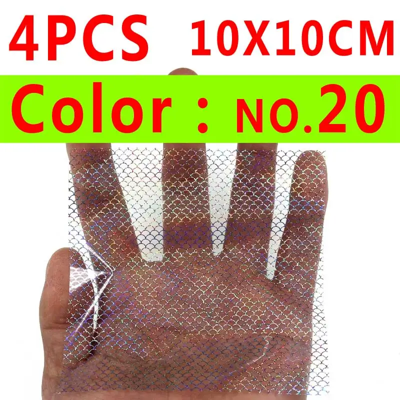 4pcs color 20 Wifreo 6/4 шт. Голографическая клейкая пленка Flash ленты отражательная Призма Рыбалка наклейка для приманки 10*10/20 см Искусственный рыбьей чешуи кожи - Цвет: 4pcs color 20
