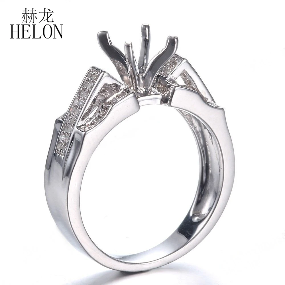 HELON Solid 14 K обручальное кольцо из розового золота вечерние Изящные женские бриллианты кольцо 7x7 мм Подушка полукрепление обручальное свадебное кольцо ювелирные изделия