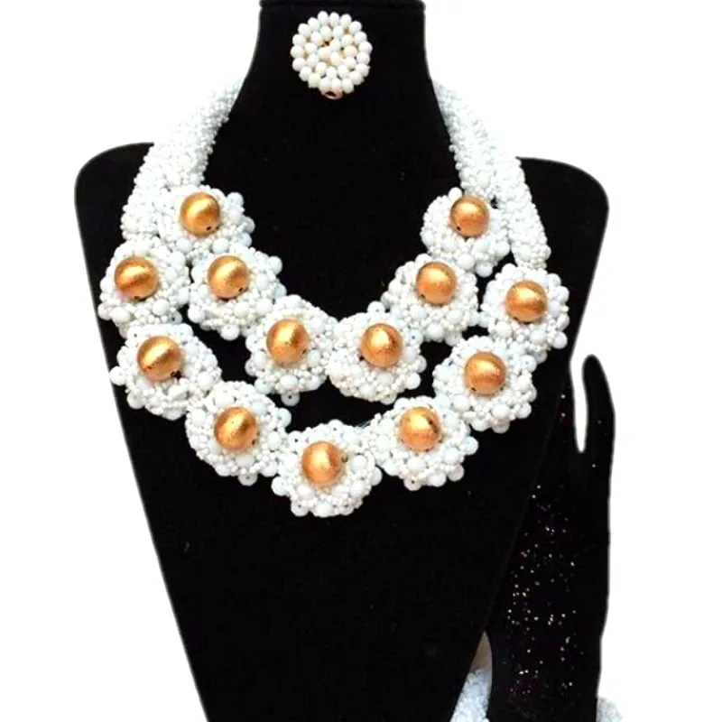 

4UJewelry Dubai Wedding Choker Necklace With Gold Balls African Nigerian Jewelry beads set Handmade Ladies Jewellery Set 2018